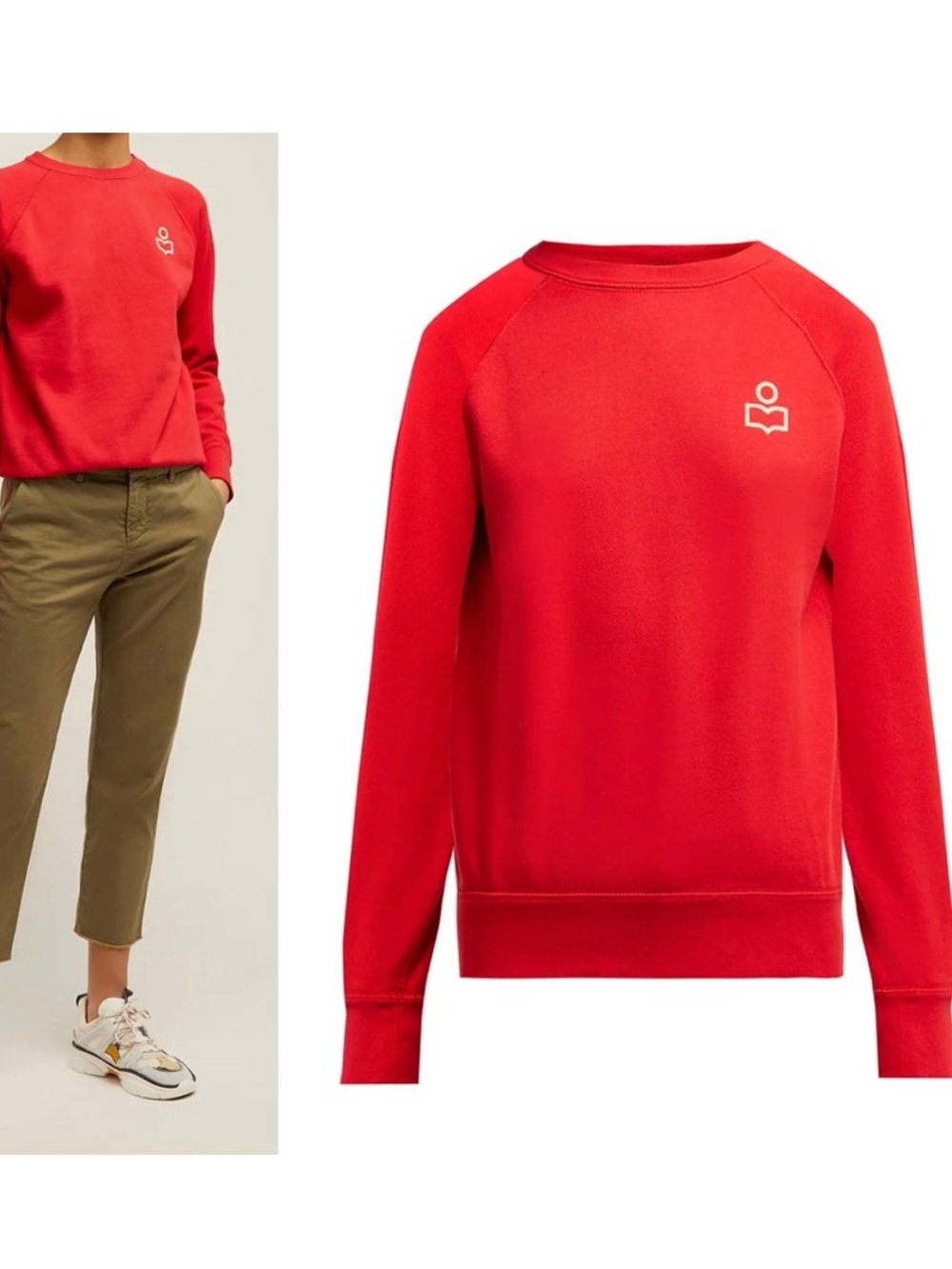 Isabel Marant Etoile Milly Red Crewneck Sweatshirt sz 40 fits like a S